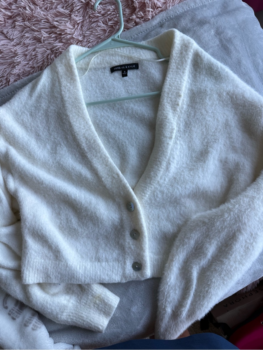 Kendall & Kylie Ivory Button-Front V-Neck Cardigan